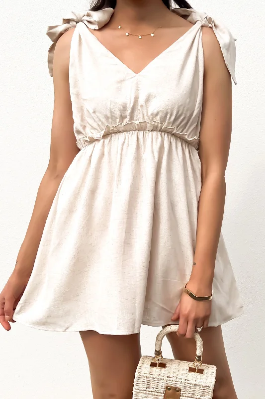 affordable mini dresses for teens -Beattie Mini Dress Beige