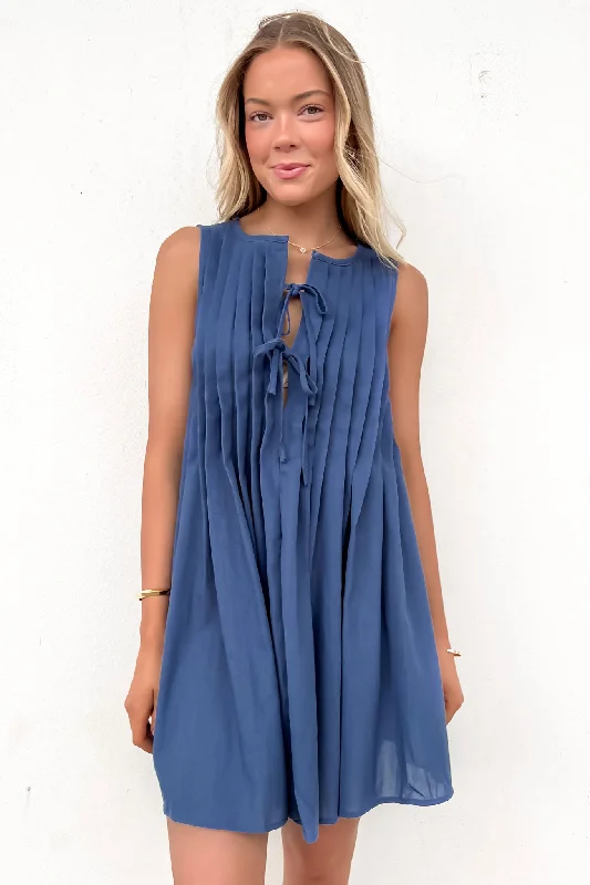 elegant mini dresses for spring -Clydette Mini Dress Ash Blue