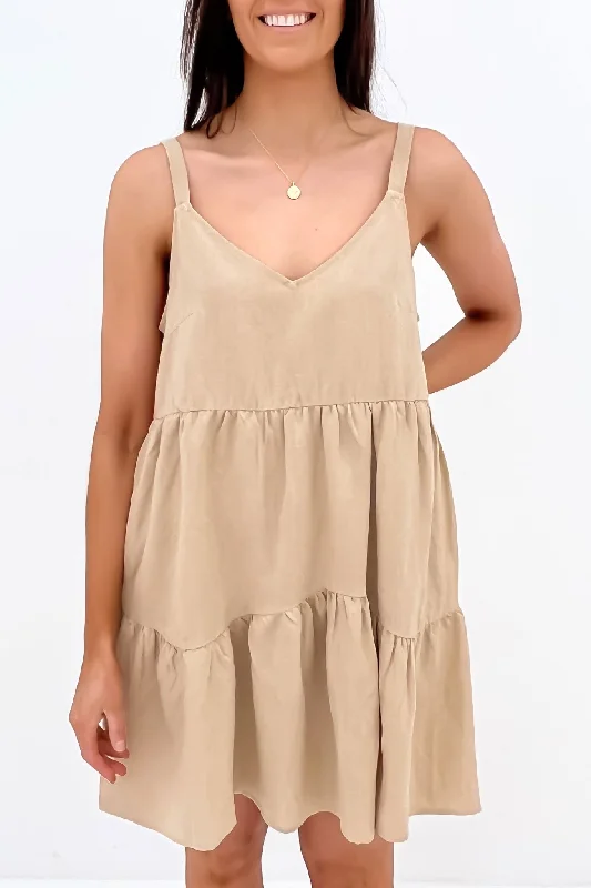 cute mini dresses for spring -Dayla Mini Dress Beige