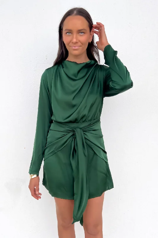 budget mini dresses for nights -Dinah Mini Dress Emerald