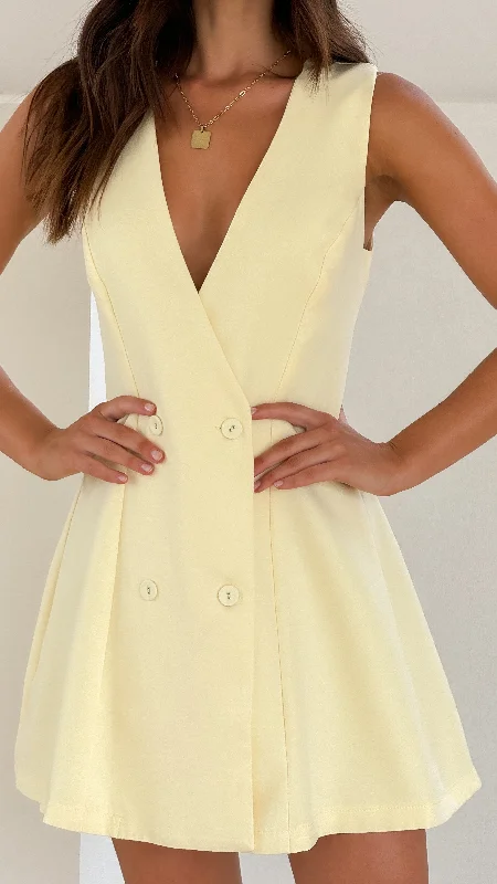 mini dresses with unique colors -Hani Mini Dress - Soft Yellow