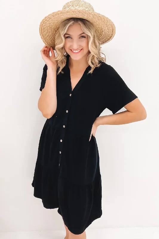 chic mini dresses for women -Little Paradise Mini Dress Black