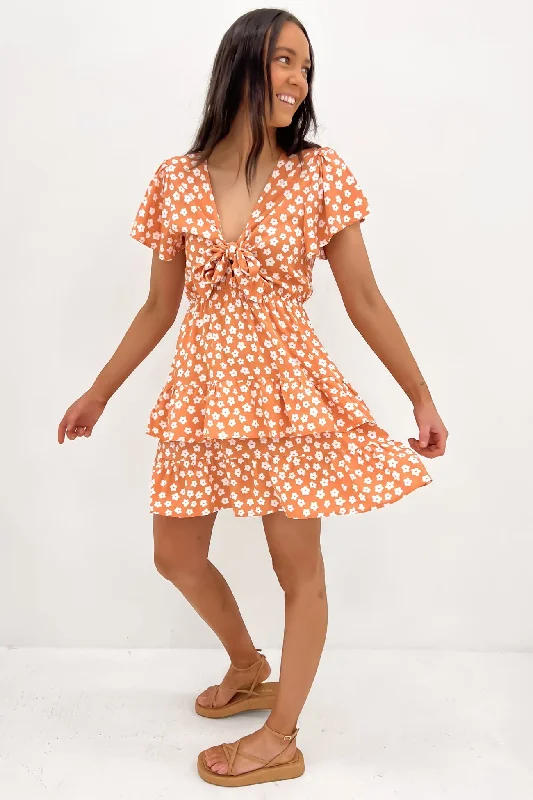 white mini dresses for dates -Lottie Mini Dress Orange