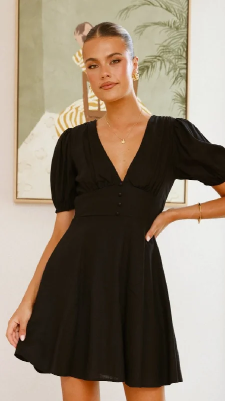 budget mini dresses for fall -Melea Mini Dress - Black