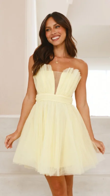 casual mini dresses for spring -Mylee Mini Dress - Yellow