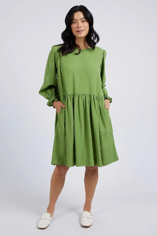 boho mini dresses for warmth -River Jungle Green LS Mini Dress