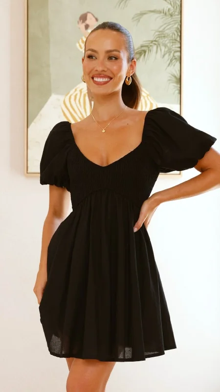 chic mini dresses for fall -Sahirah Mini Dress - Black