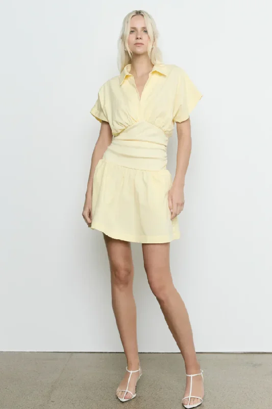 mini dresses with leafy design -Prophecy Mini Dress Soft Yellow