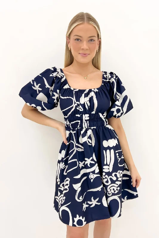 elegant mini dresses for club -Tate Mini Dress Navy Haven