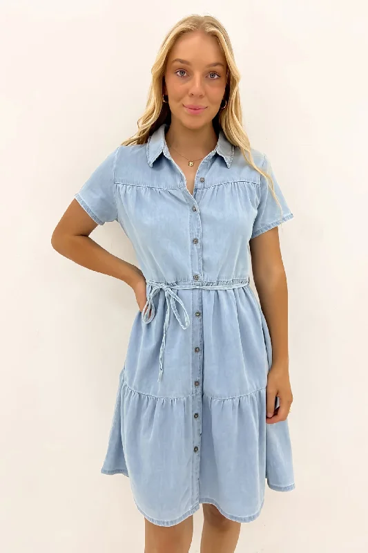 red mini dresses for women -Tobi Denim Mini Dress Light Blue