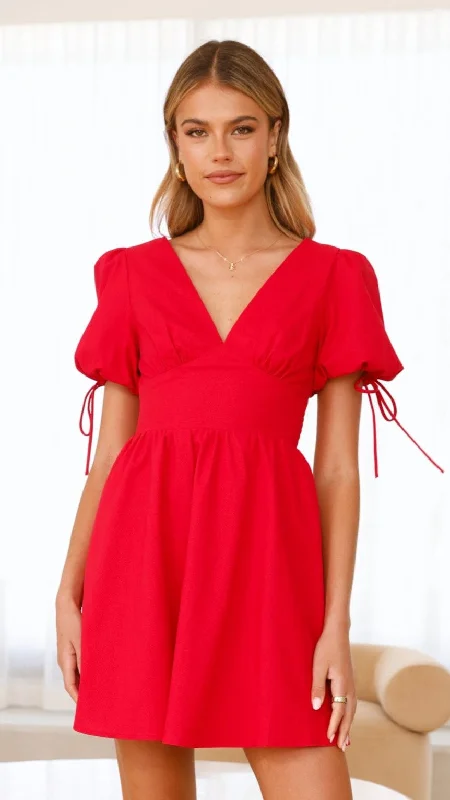 boho mini dresses for spring -Verve Mini Dress - Red